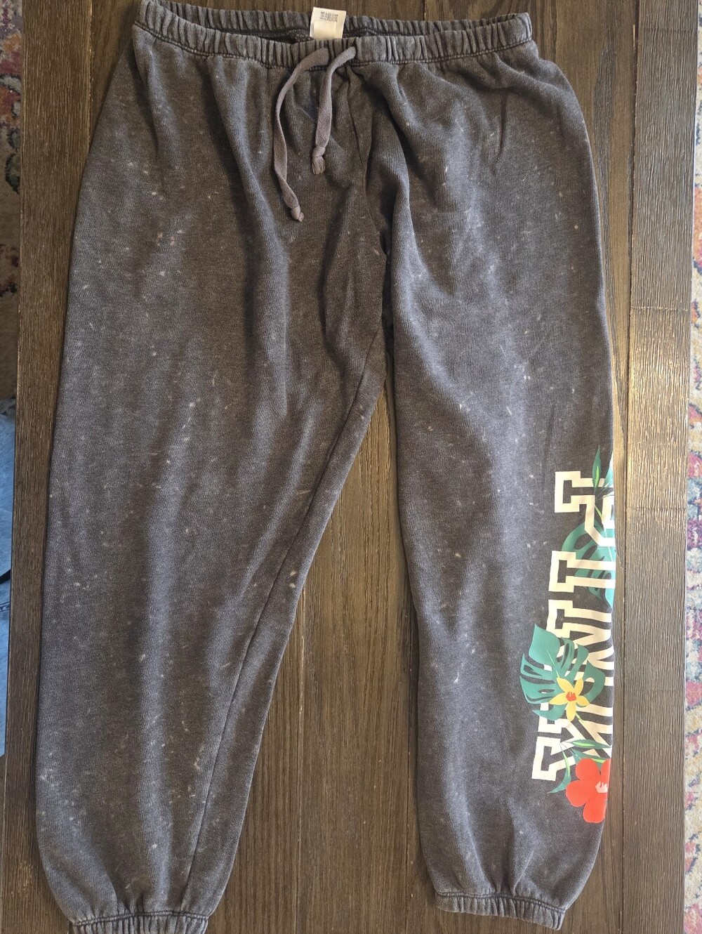 PINK Victoria's Secret Charcoal Joggers with Tropical Graphic